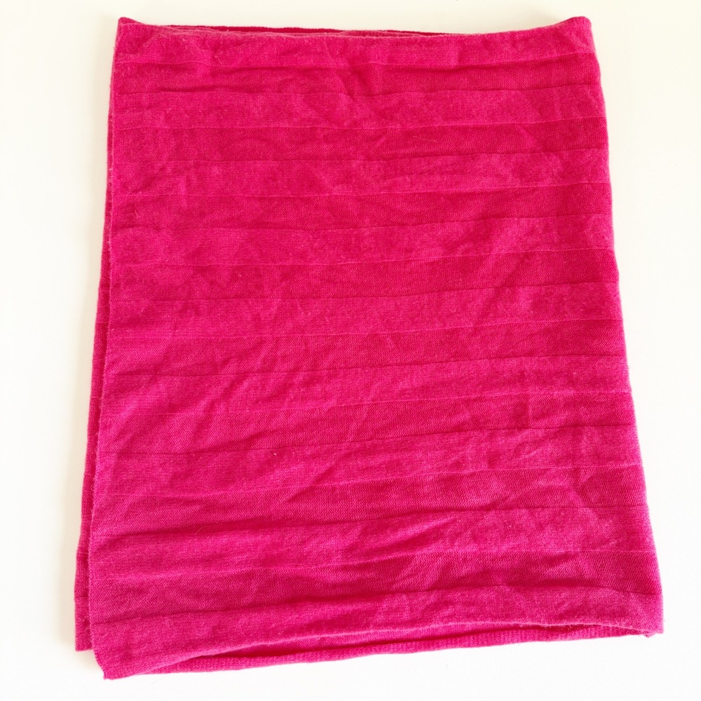 Martin + Osa Womens Hot Pink 100% Cashmere Ribbed Knit Luxury Wrap Scarf OS